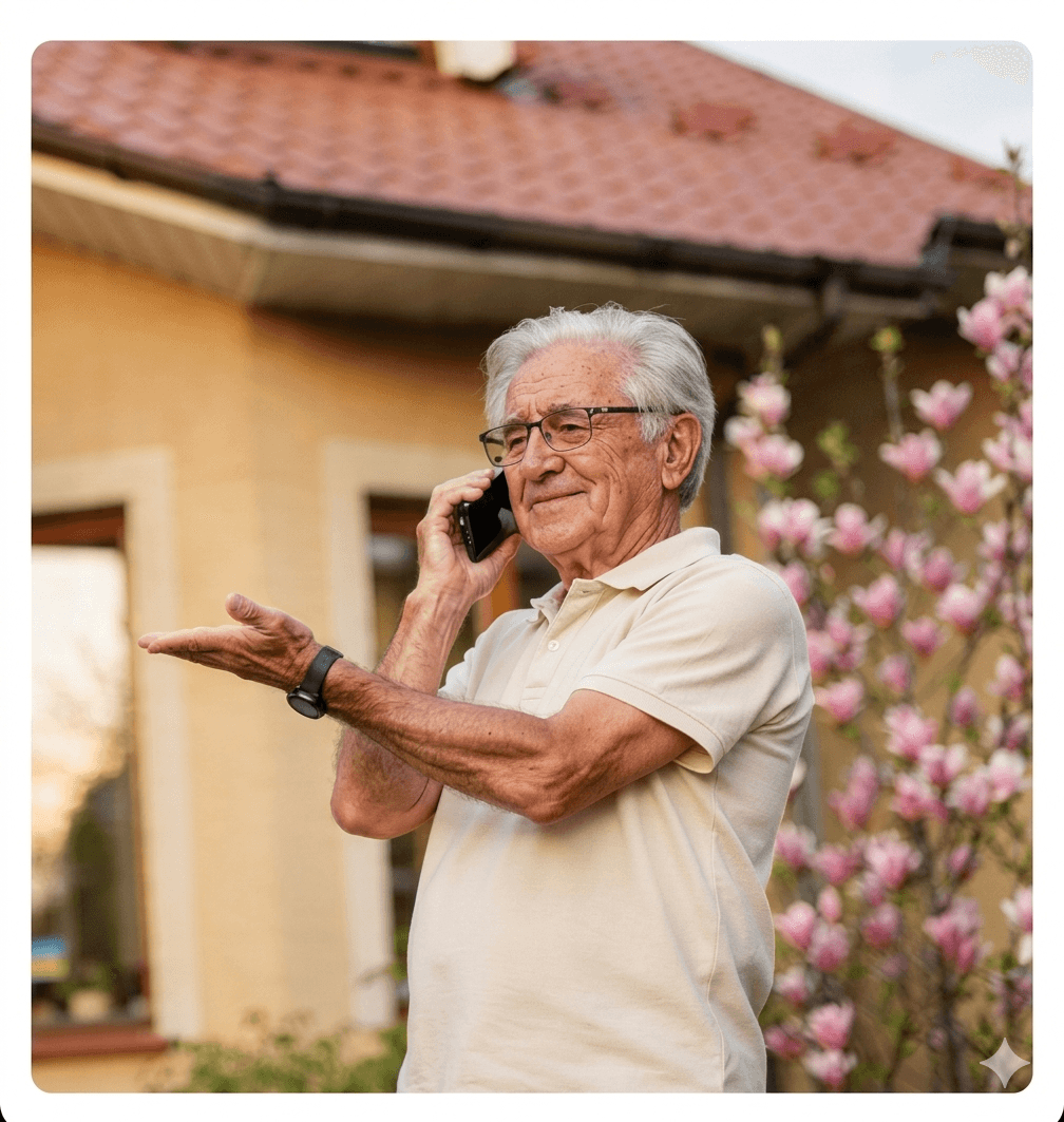 Roofing customer talking on the phone